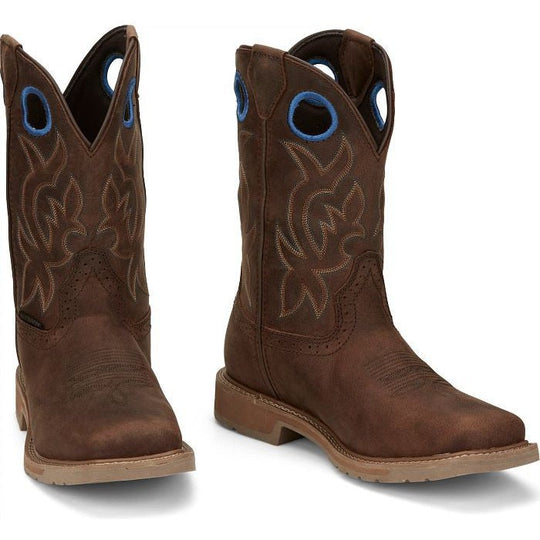Justin Men's All Round 11" Waterproof Western Work Boot -Brown- SE3114 - Overlook Boots
