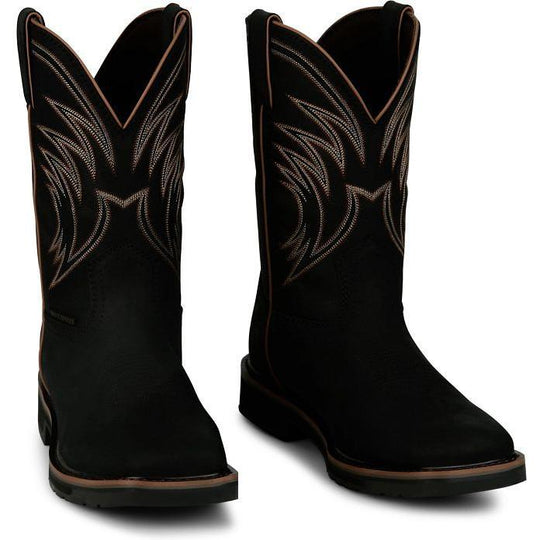 Justin Men's Widowmaker 11" Square Toe Waterproof Western Work Boot - Black - SE4240 - Overlook Boots