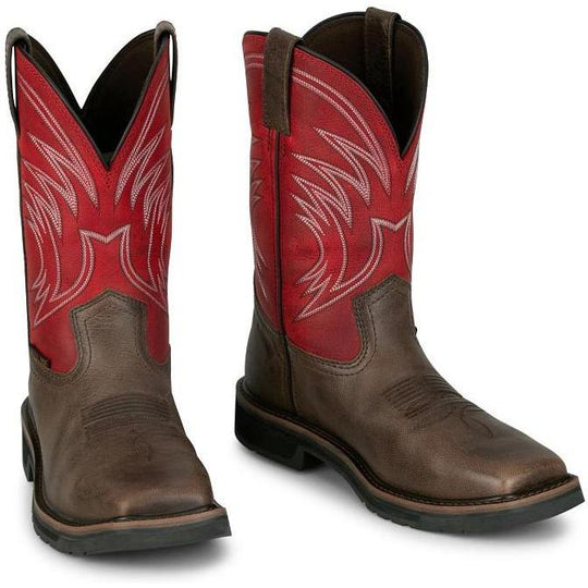Justin Men's Apprentice 11" Steel Toe Western Work Boot - Coffee - SE4245 - Overlook Boots