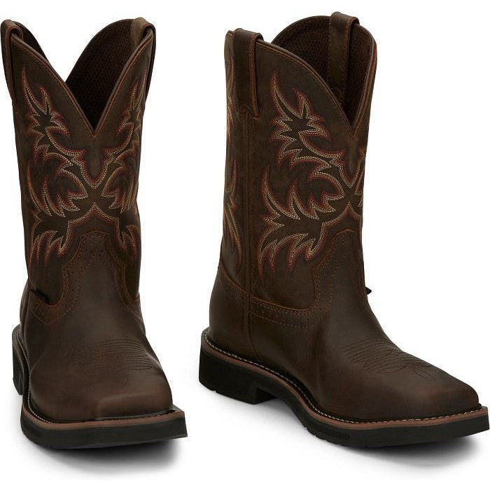 Justin Men's Driller 11" Steel Toe Western Work Boot -Brown- SE4682  - Overlook Boots
