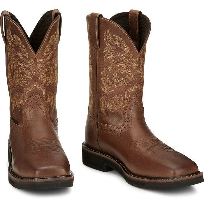 Justin Men's Handler 11" CT Western Work Boot -Brown- SE4824  - Overlook Boots