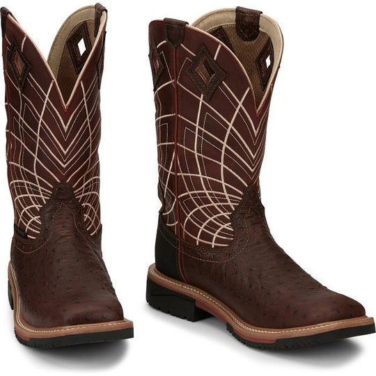 Justin Men's Derrickman 12" Waterproof Western Work Boot -Brown- SE4834 - Overlook Boots