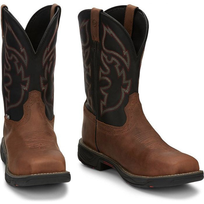 Justin Men's Rush 11" Comp Toe Western Work Boot -Tan- WK4337  - Overlook Boots