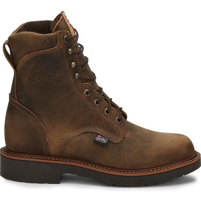 Justin Men's Blueprint 8" Lace Up USA Western Work Boot -Tan- 440 8 / Medium / Tan - Overlook Boots