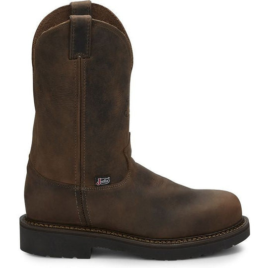 Justin Men's Balusters 11" Steel Toe Western USA Made Work Boot -Brown- 4445 6.0 / Medium / Brown - Overlook Boots