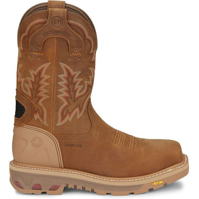 Justin Men's Montana 11" Nano Comp Toe Western Work Boot- Brown- CR2124 8 / Medium / Brown - Overlook Boots
