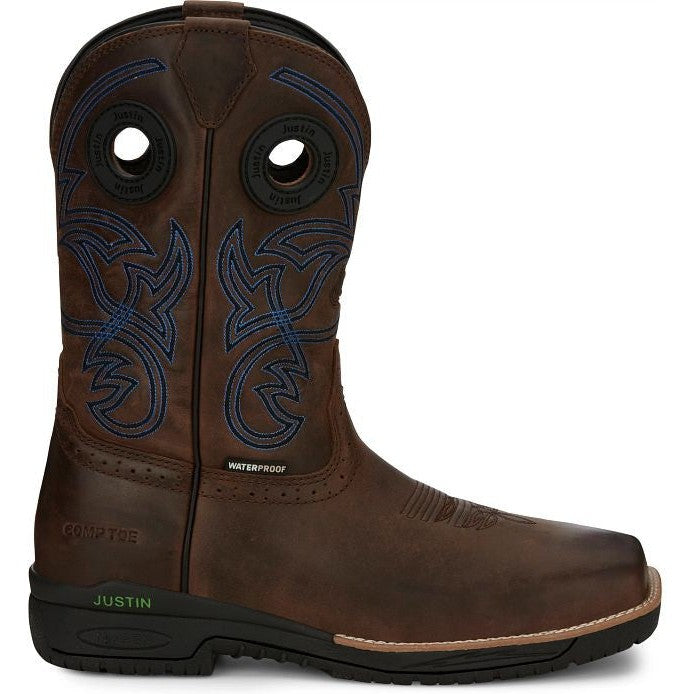 Justin Men's Nitread 11" Nano Comp Toe Western Work Boot -Brown- CR3204 8 / Medium / Brown - Overlook Boots