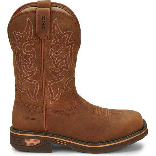 Justin Men's Resistor 11" Nano Composite Toe Western Work Boot -Brown- CR4016 8.0 / Medium / Brown - Overlook Boots