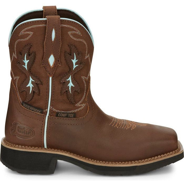 Justin Women's Chisel 8" Nano Comp Toe Western Work Boot -Brown- GY9960 8 / Medium / Brown - Overlook Boots