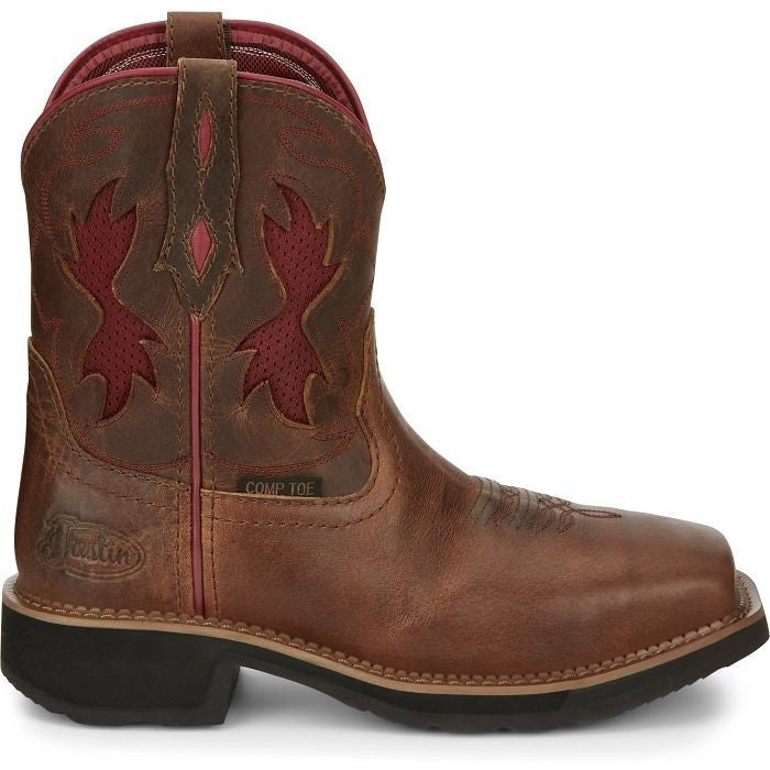 Justin Women's Lathey 8" Nano CT Western Work Boot -Brown- GY9962 8 / Medium / Brown - Overlook Boots