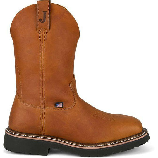 Justin Men's Lafayette 11" Steel Toe Pull On Work Boot- Brown- HL4227 - Overlook Boots