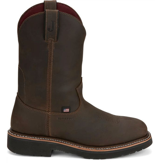 Justin Men's USA Made Billings 11" Steel Toe Waterproof Wester Work Boot - HL4235 7.0 / Medium / Brown - Overlook Boots