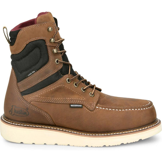 Justin Men's Harrold 8" Steel Toe Western Work Boot- Brown- HW695 - Overlook Boots