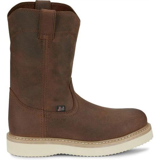 Justin Men's Ram 10" Steel Toe Slip Resist Lace Up Work Boot- Brown- OW4711 - Overlook Boots