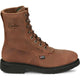 Justin Men's Livestock 8" Round Steel Toe Lace Up Western Work Boot -Brown- OW764 - Overlook Boots