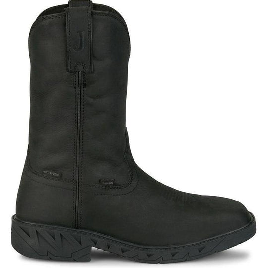 Justin Men's Drifter 11" Steel Toe WP Western Work Boot - Black - PD4065 7.0 / Medium / Black - Overlook Boots