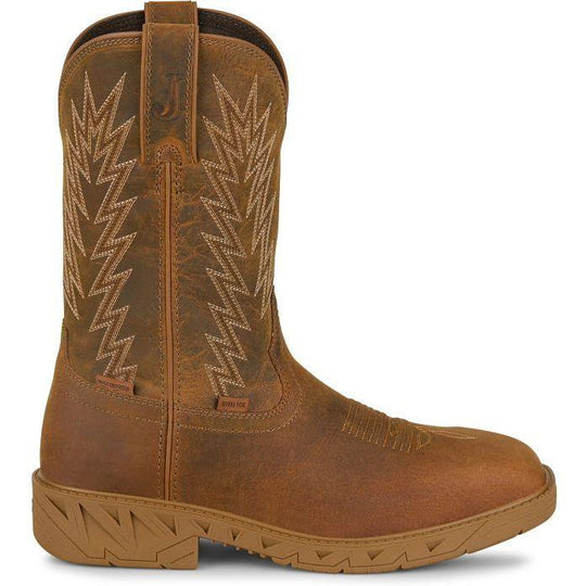 Justin Men's Blinder 11" Steel Toe WP Western Work Boot- Brown- PD4069 - Overlook Boots