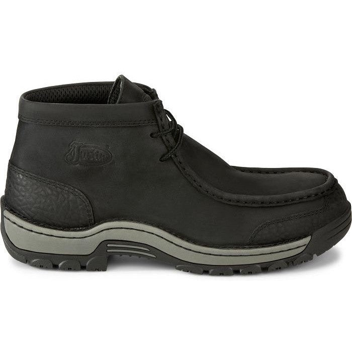 Justin Men's Crafton 4" Alloy Moc Toe Western Work Boot -Black- SE250 8 / Medium / Black - Overlook Boots