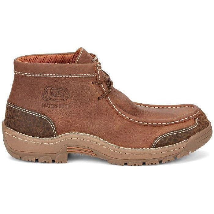 Justin Men's Crafton 4" Moc Toe WP Western Work Shoe -Brown- SE251 8 / Medium / Brown - Overlook Boots