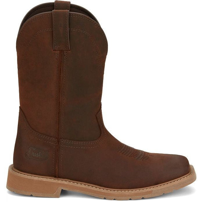Justin Men's Buster 11" ST Pull On WesternvWork Boot -Brown- SE3100 8 / Medium / Brown - Overlook Boots
