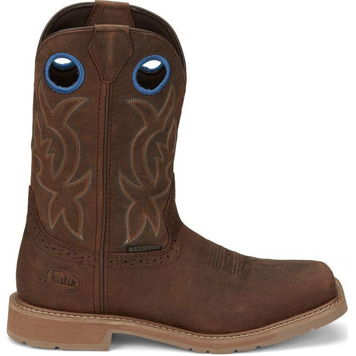 Justin Men's All Round 11" Waterproof Western Work Boot -Brown- SE3114 8 / Medium / Brown - Overlook Boots