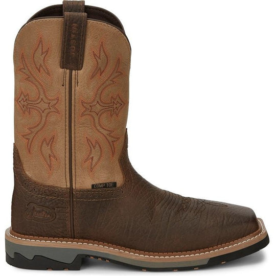 Justin Men's Bolt 11" Composite Toe Waterproof Western Work Boot -Brown- SE4103 8.0 / Medium / Brown - Overlook Boots