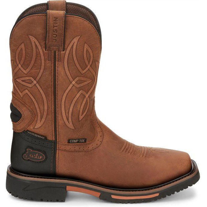 Justin Men's Dallen 11" Nano Comp Toe Western Work Boot -Brown- SE4215 8 / Medium / Brown - Overlook Boots