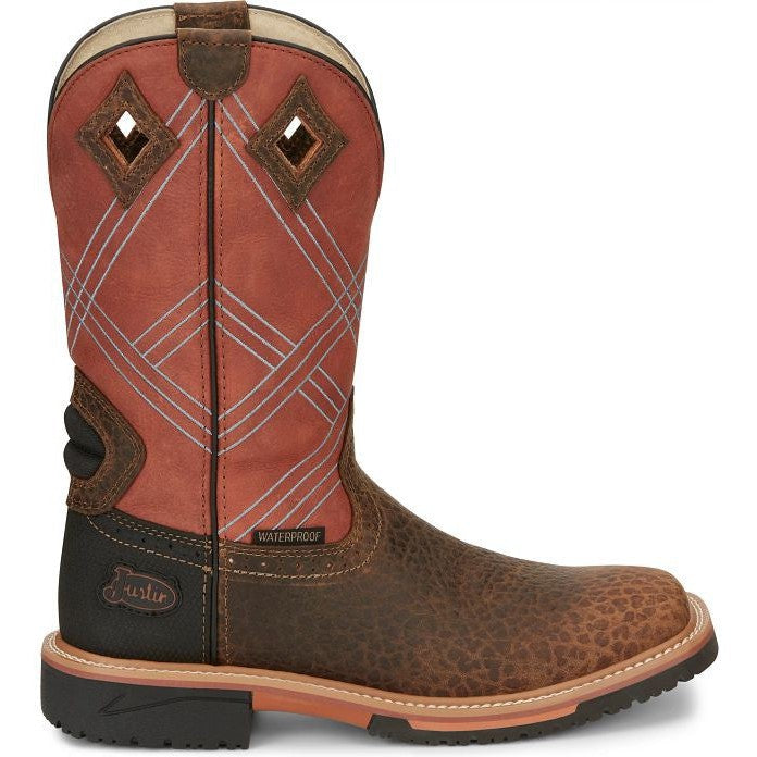 Justin Men's Dalhart 12" Waterproof Western Work Boot -Brown- SE4216 8 / Medium / Brown - Overlook Boots
