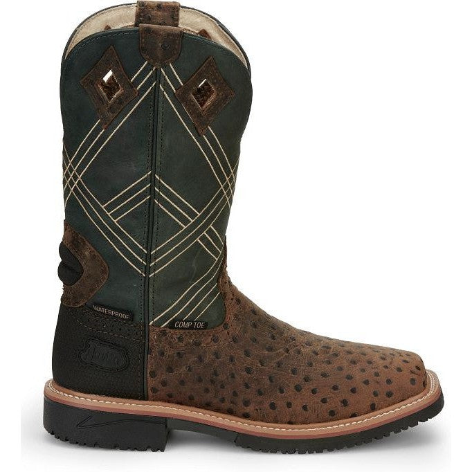 Justin Men's Dalhart 12" Nano Comp Toe Western Work Boot -Brown- SE4217 8 / Medium / Brown - Overlook Boots