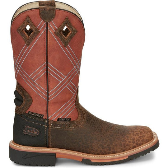 Justin Men's Dalhart 12" Nano Composite Toe Western Work Boot -Brown- SE4218 8.0 / Medium / Brown - Overlook Boots