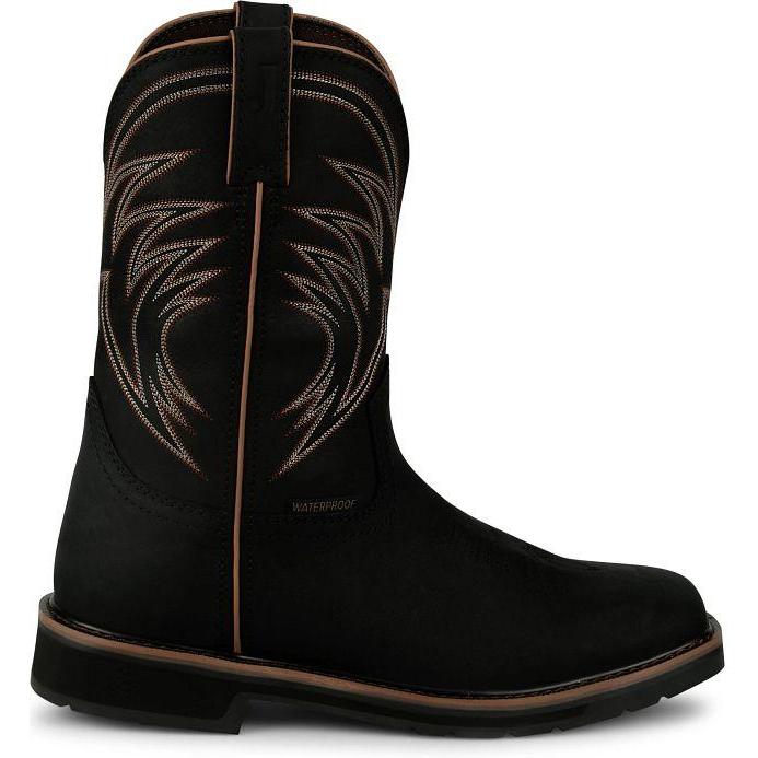 Justin Men's Widowmaker 11" Square Toe WP Western Work Boot- Black- SE4240 - Overlook Boots