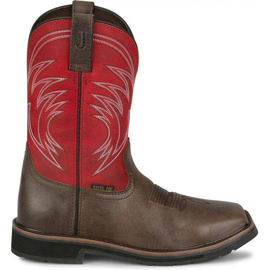 Justin Men's Apprentice 11" Steel Toe Western Work Boot - Coffee - SE4245 - Overlook Boots