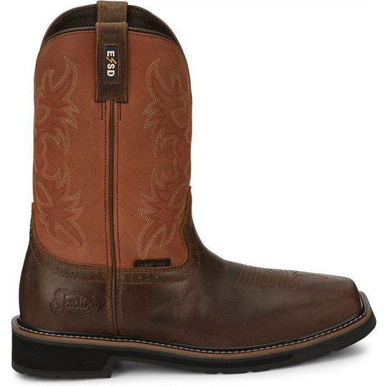 Justin Men's Actuator 11" Composite Toe Western Work Boot -Brown- SE4300 7.0 / Medium / Brown - Overlook Boots
