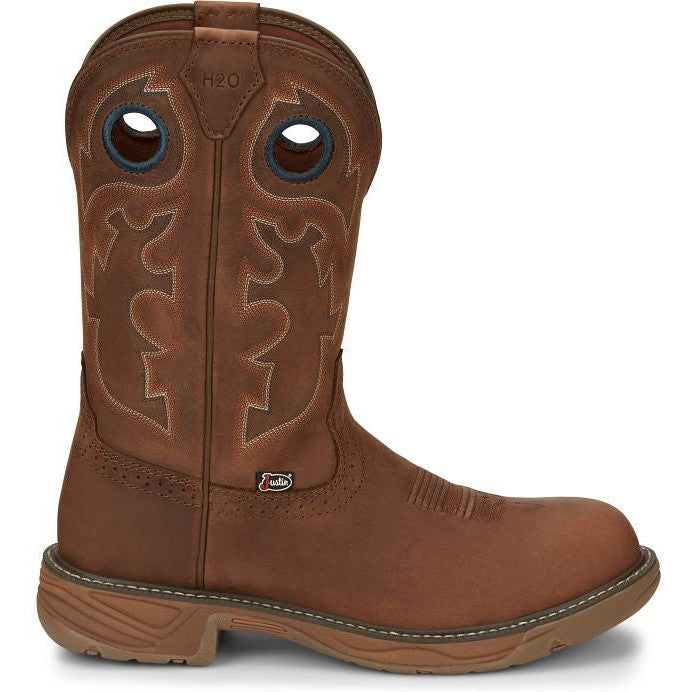 Justin Men's Rush 11" Round Toe WP Western Work Boot -Brown- SE4332 8 / Medium / Brown - Overlook Boots