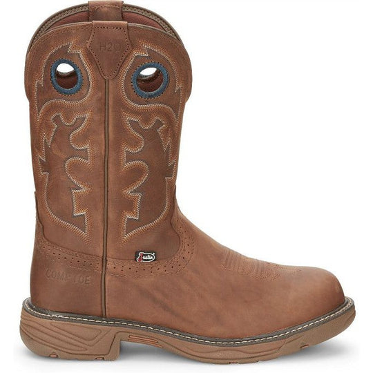 Justin Men's Rush 11" Nano Composite Toe Western Work Boot -Brown- SE4334 7.0 / Medium / Brown - Overlook Boots