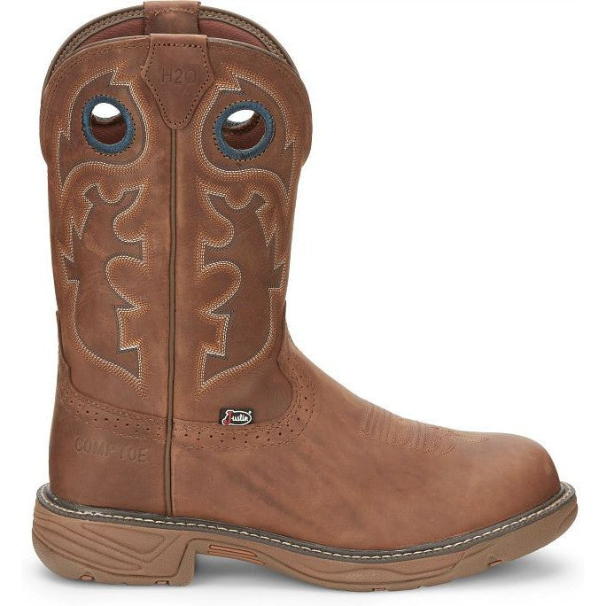 Justin Men's Rush 11" Nano CT Western Work Boot -Brown- SE4334 8 / Medium / Brown - Overlook Boots