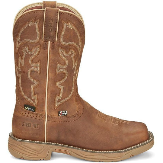 Justin Men's Rush 11" Steel Toe Waterproof Western Work Boot -Tan- SE4340 8.0 / Medium / Tan - Overlook Boots