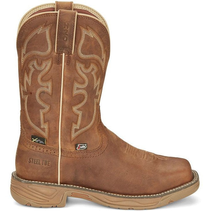 Justin Men's Rush 11" Steel Toe Waterproof Western Work Boot -Tan- SE4340 8 / Medium / Tan - Overlook Boots