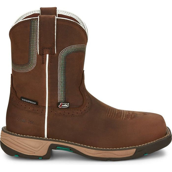 Justin Women's Rush 8" CT WP Western Work Boot -Brown- SE4360 8 / Medium / Brown - Overlook Boots