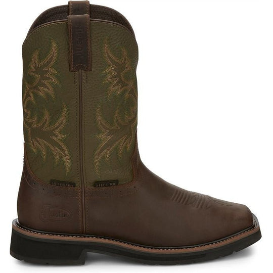 Justin Men's Keavan 11" Steel Toe Met Guard Western Work Boot -Brown- SE4570 7.0 / Medium / Brown - Overlook Boots