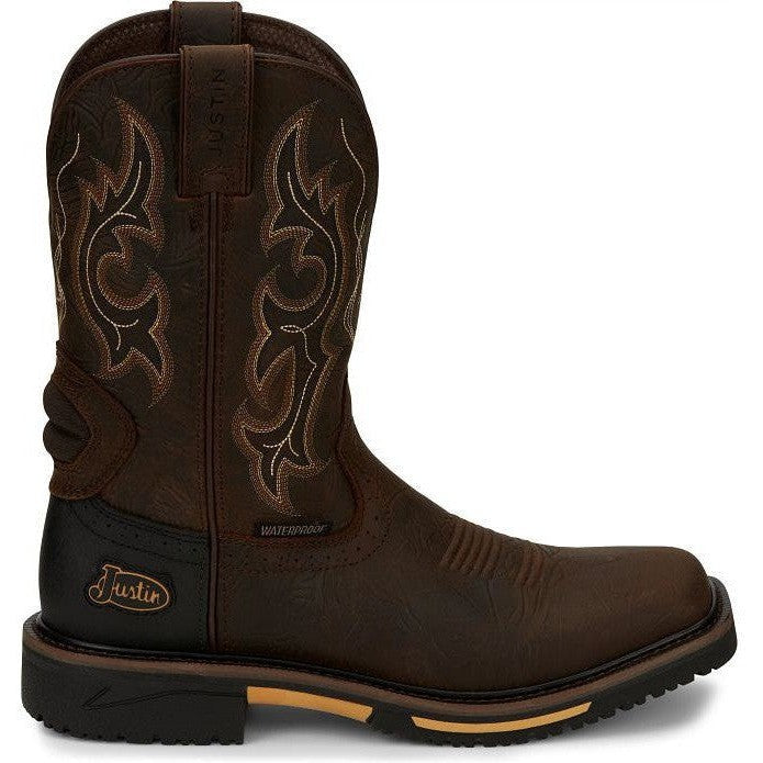 Justin Men's Joist 11" Waterproof Western Work Boot -Brown- SE4624 8 / Medium / Brown - Overlook Boots