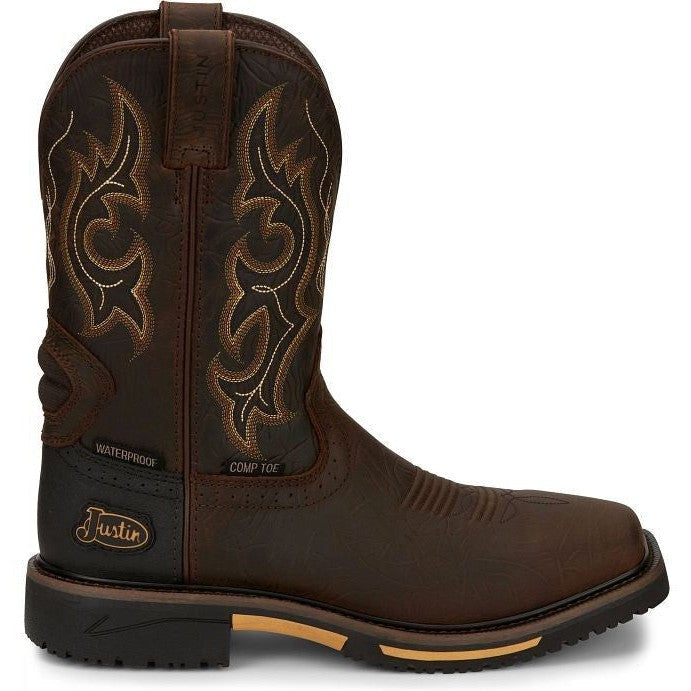 Justin Men's Joist 11" Comp Toe Western Work Boot - Brown - SE4625 8 / Medium / Brown - Overlook Boots