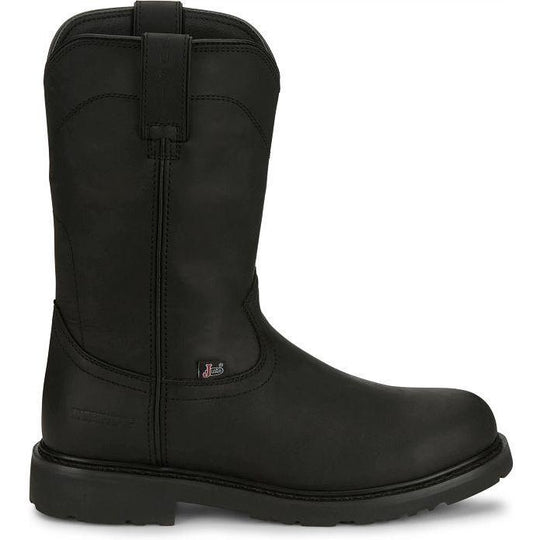 Justin Men's Dorsal 11" Steel Toe Waterproof Pull On Work Boot- Black- SE4635 - Overlook Boots