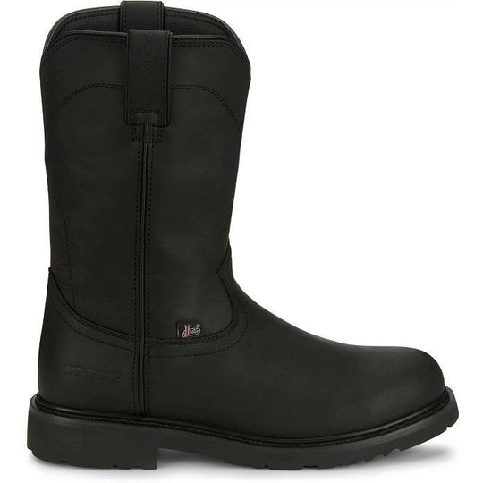 Justin Men's Dorsal 11" Round Toe Waterproof Pull On Work Boot- Black- SE4637 - Overlook Boots