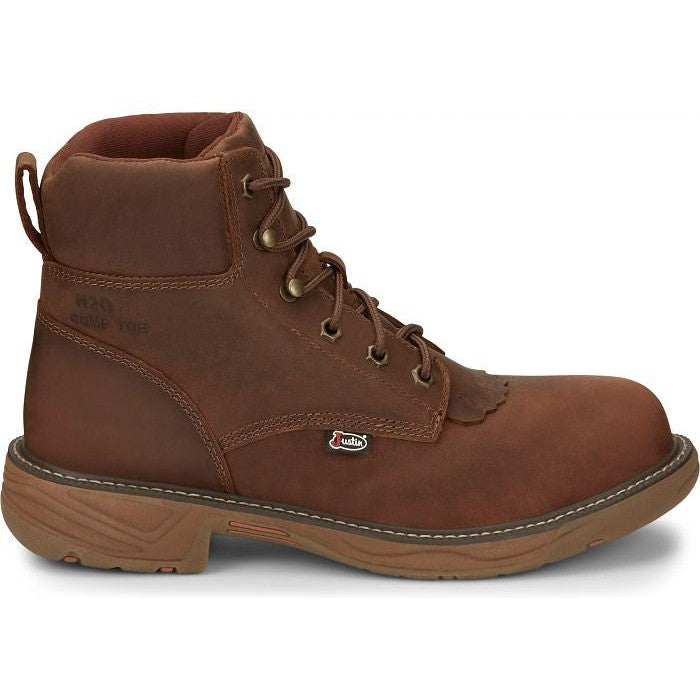 Justin Men's Rush 6" Nano CT wP Western Work Boot -Brown- SE466 8 / Medium / Brown - Overlook Boots
