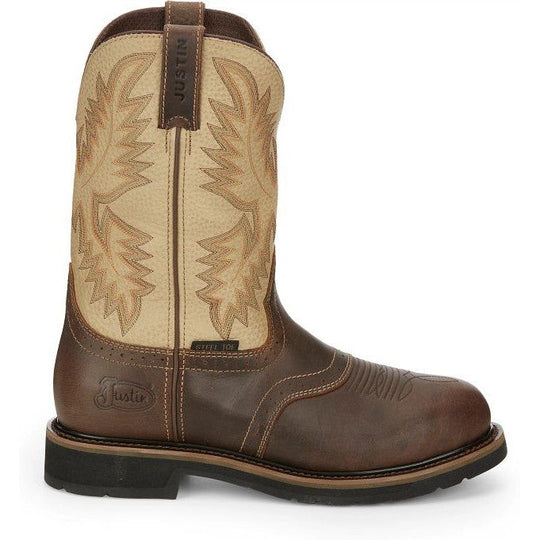 Justin Men's Superintendent 11" Steel Toe Western Work Boot -Brown- SE4661 8.0 / Medium / Brown - Overlook Boots