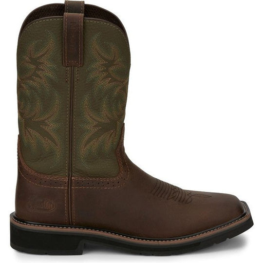 Justin Men's Driller 11" Square Toe Western Work Boot -Brown- SE4687 7.0 / Medium / Copper - Overlook Boots