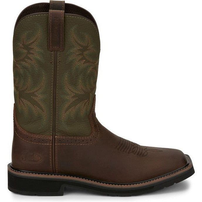 Justin Men's Driller 11" Square Toe Western Work Boot -Brown- SE4687 8 / Medium / Copper - Overlook Boots