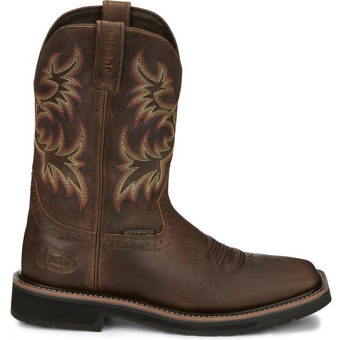 Justin Men's Driller 11" Waterproof Western Work Boot -Tan- SE4689 8 / Medium / Brown - Overlook Boots