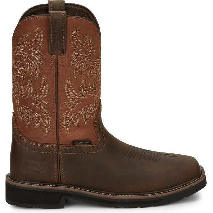 Justin Men's Switch 11" Composite Toe Western Work Boot -Brown- SE4812 8 / Medium / Brown - Overlook Boots